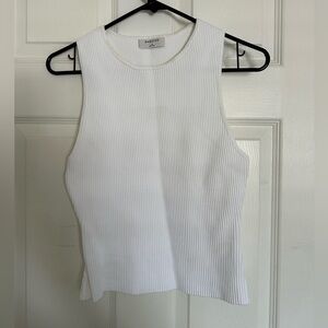 Babaton White Ribbed Top